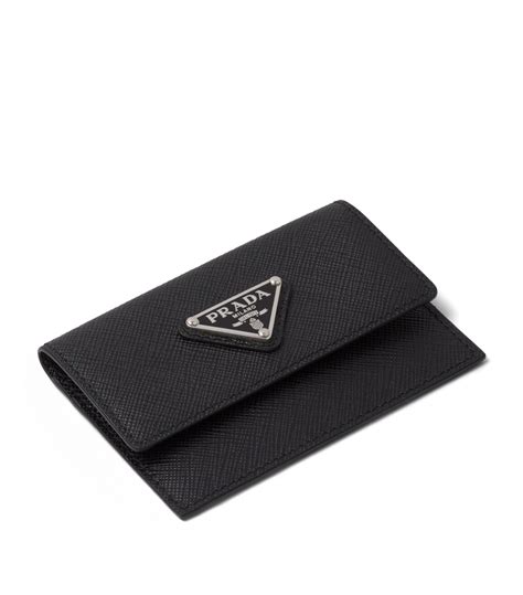 prada black bow card holder|Prada Men's Saffiano Leather Vertical Card Black Holder 2MC101.